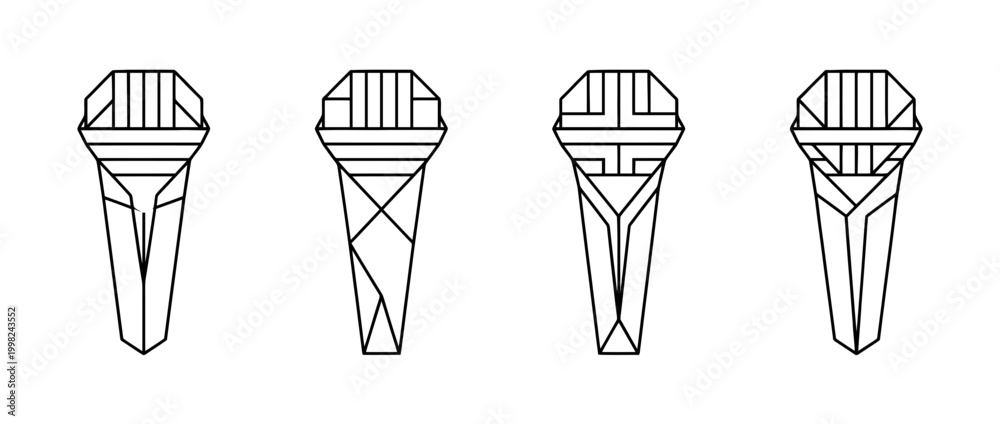 Fototapeta premium microphone , Geometric Origami line art vector set