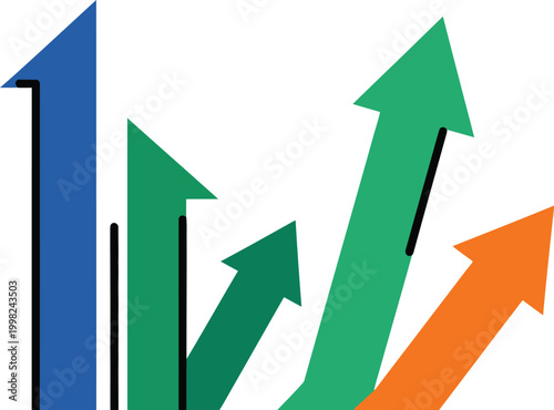 Arrowing Forward: Dynamic colorful arrows pointing upwards, symbolizing progress, growth, and direction. A visually striking representation of movement and ambition.