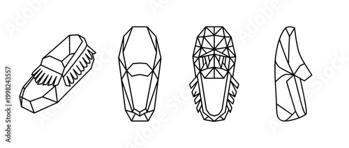 moccasin , Geometric Origami line art vector set