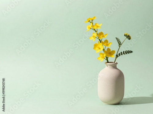 Yellow Flowers in White Ceramic Vase