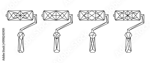 paint roller , Geometric Origami line art vector set