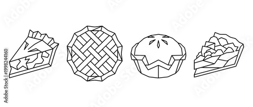 pie , Geometric Origami line art vector set