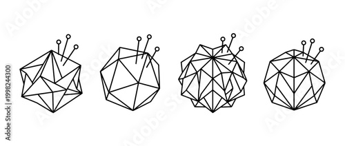 pin cushion , Geometric Origami line art vector set