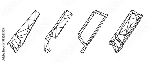 saw , Geometric Origami line art vector set