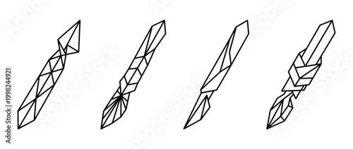scalpel , Geometric Origami line art vector set