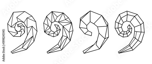 shofar , Geometric Origami line art vector set