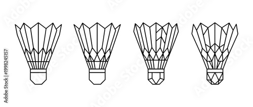 shuttlecock , Geometric Origami line art vector set