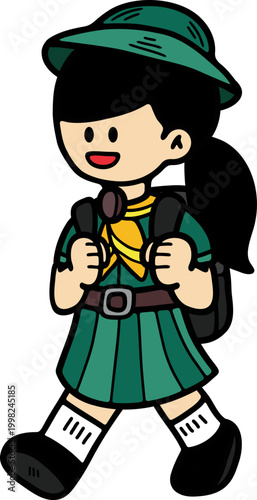 The Girl Scouts are walking