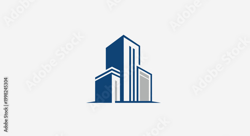 Minimalist modern building logo for real estate and corporate business branding.