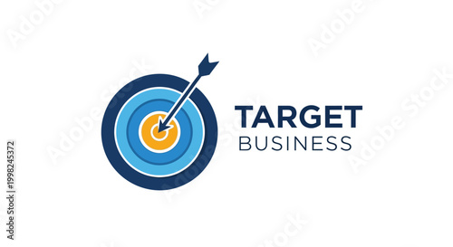Modern business target logo with arrow hitting the bullseye representing success.