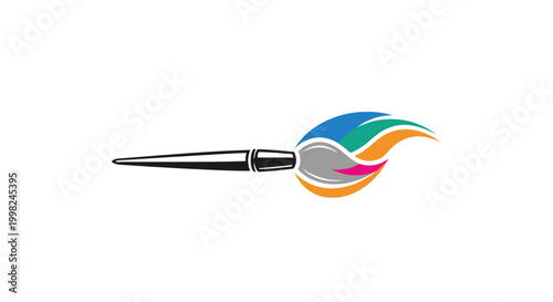 Creative paintbrush logo with colorful paint strokes isolated on white background