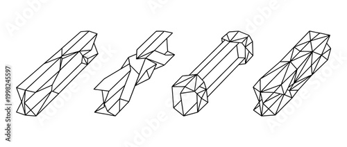 steel beam , Geometric Origami line art vector set