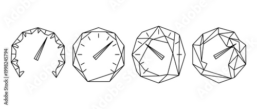 tachometer , Geometric Origami line art vector set