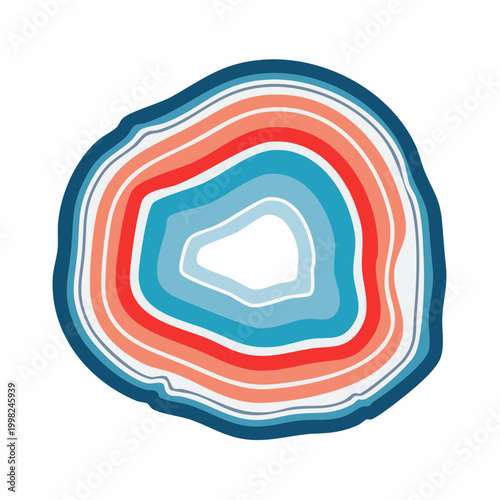 Abstract Agate Slice with Blue and Red Rings