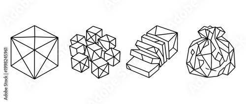 tofu , Geometric Origami line art vector set