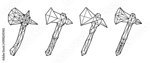 tomahawk , Geometric Origami line art vector set