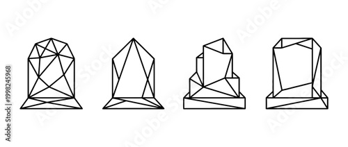 tombstone , Geometric Origami line art vector set