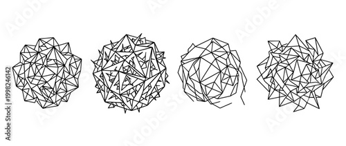 tumbleweed , Geometric Origami line art vector set