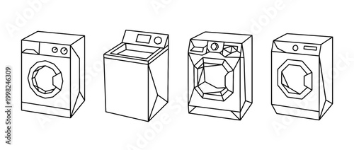 washer , Geometric Origami line art vector set