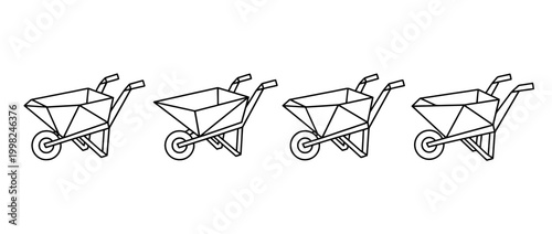 wheelbarrow , Geometric Origami line art vector set