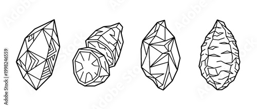 yam , Geometric Origami line art vector set