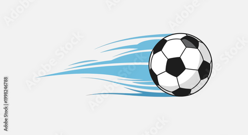 Football players kick ball with speed and motion in stadium