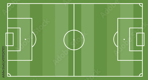 The football field with goals and markings on the green grass