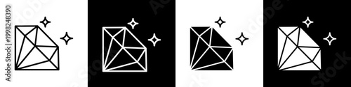  Diamond black and white icon design concept