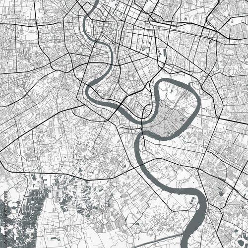 Obraz na plátně Visually appealing minimalist city map of Bangkok, Thailand