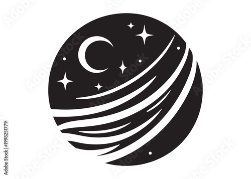 galaxy logo silhouette vector, sparkling galaxy logo silhouette vector illustration, celestial swirl logo silhouette, astronomical sparkle logo silhouette design on white background 