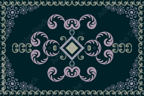 Luxurious Victorian style damask satin curtains with flowing knot designs.