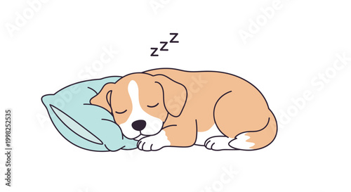Cute dog sleeping on pillow.