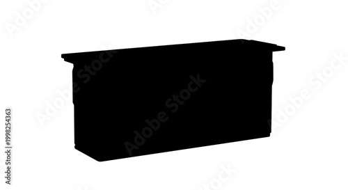 Black rectangular box object isolated.