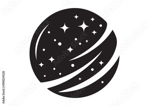 galaxy logo silhouette vector, sparkling galaxy logo silhouette vector illustration, celestial swirl logo silhouette, astronomical sparkle logo silhouette design on white background 
