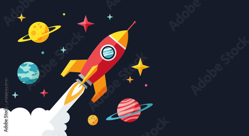 Rocket Ship Blasting Off Into Space 1.