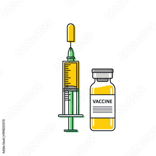 Vaccine Vial and Syringe, Medical Illustration, Healthcare Concept