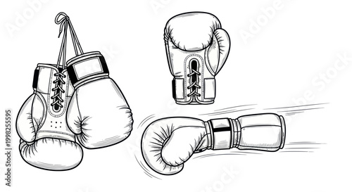 Boxing Gloves Illustration - Vintage Style Hand-Drawn Set
