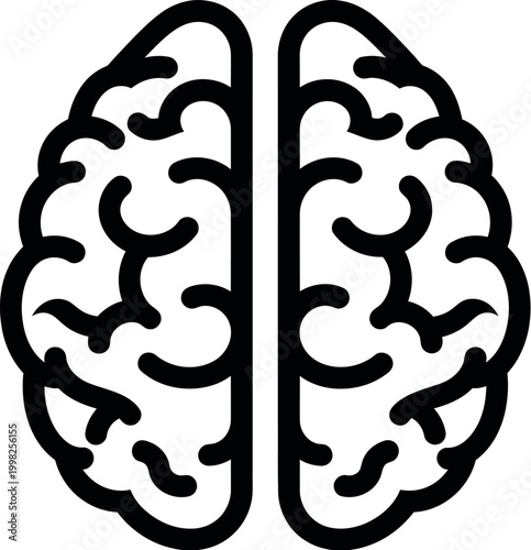 Brain illustration displays a symmetrical silhouette of a human organ representing biological structure and natural cognitive function.