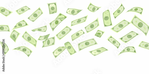 Falling money us dollar banknotes vector illustration on white background