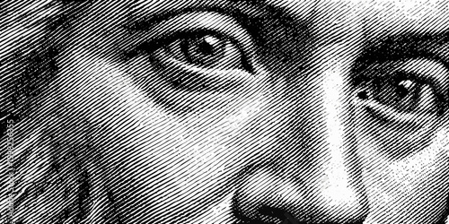 Obraz na plátně Close up of a woman s face engraved line art style