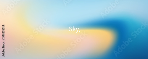 Abstract clear blue sky. Pastel rainbow. Light blue, pink and yellow color vector banner.