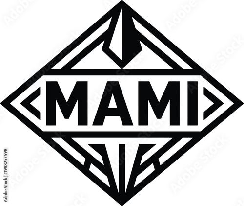 Geometric Diamond Emblem with MAMI Text in the Center mami