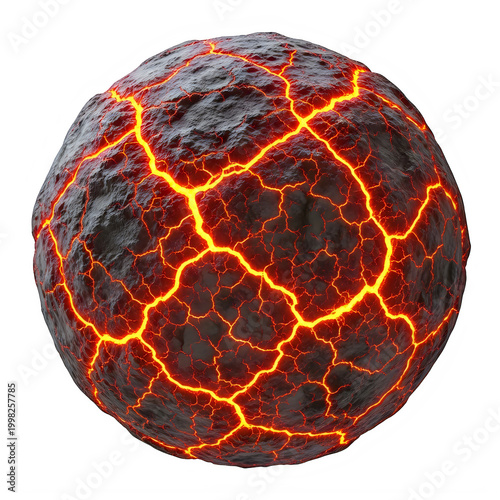 Detailed illustration of a fiery molten lava rock formation