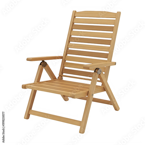 Adjustable wooden recliner chair with slatted design