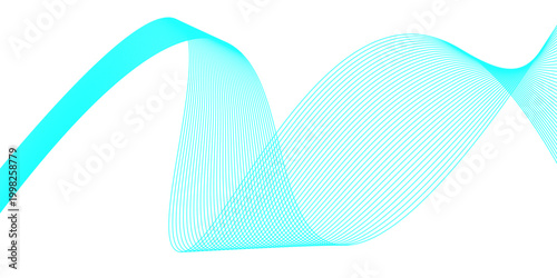 Vector illustration of a turquoise wavy line on a white background for design and technology concepts