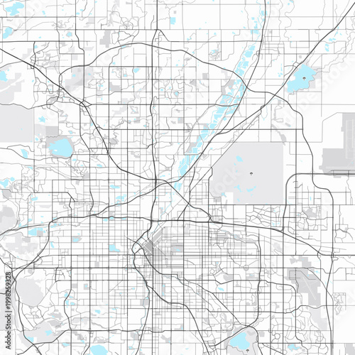 Quadro em tela Visually appealing minimalist city map of Denver, United States