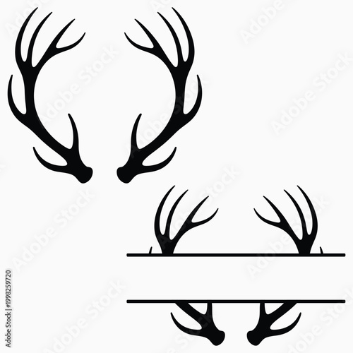 Elk Antlers Svg, Elk Antlers Silhouette, Deer Horn Vector, Hunting Clipart Png, Wildlife Antler
