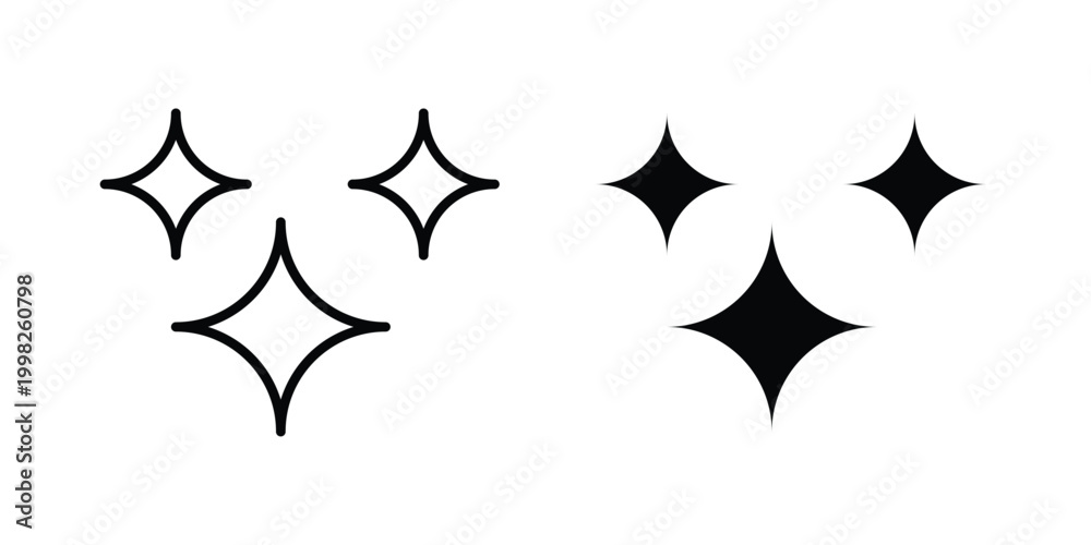 Fototapeta premium Magic stars icon, symbols pack for UI designs.