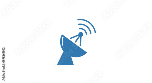A blue satellite dish icon with signal waves.
