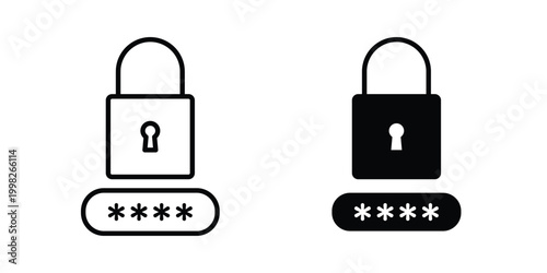 Security password icon, symbols pack for UI designs.